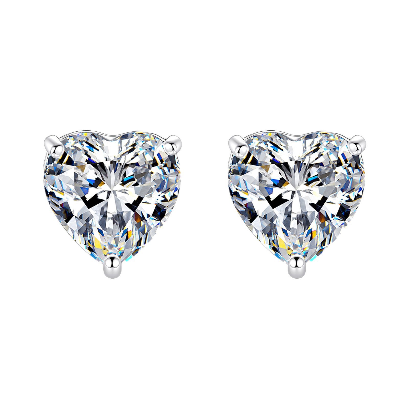 Heart Shape Moissanite Silver Earrings