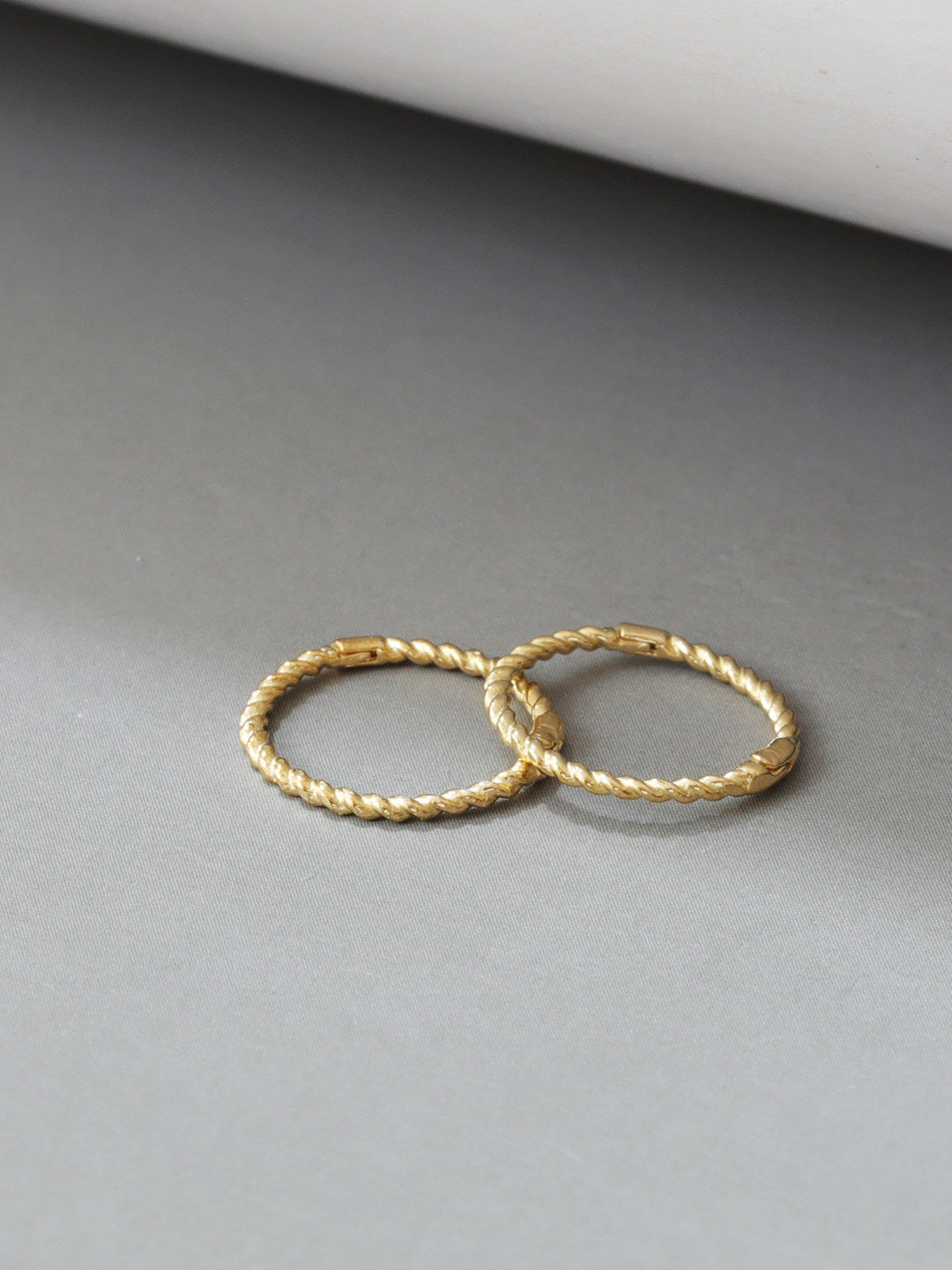 Luck Queen All-Over Pure 10K Gold Earrings, Slim Gold Twist Texture Plain Hoop K Gold Ear Cuff for Women