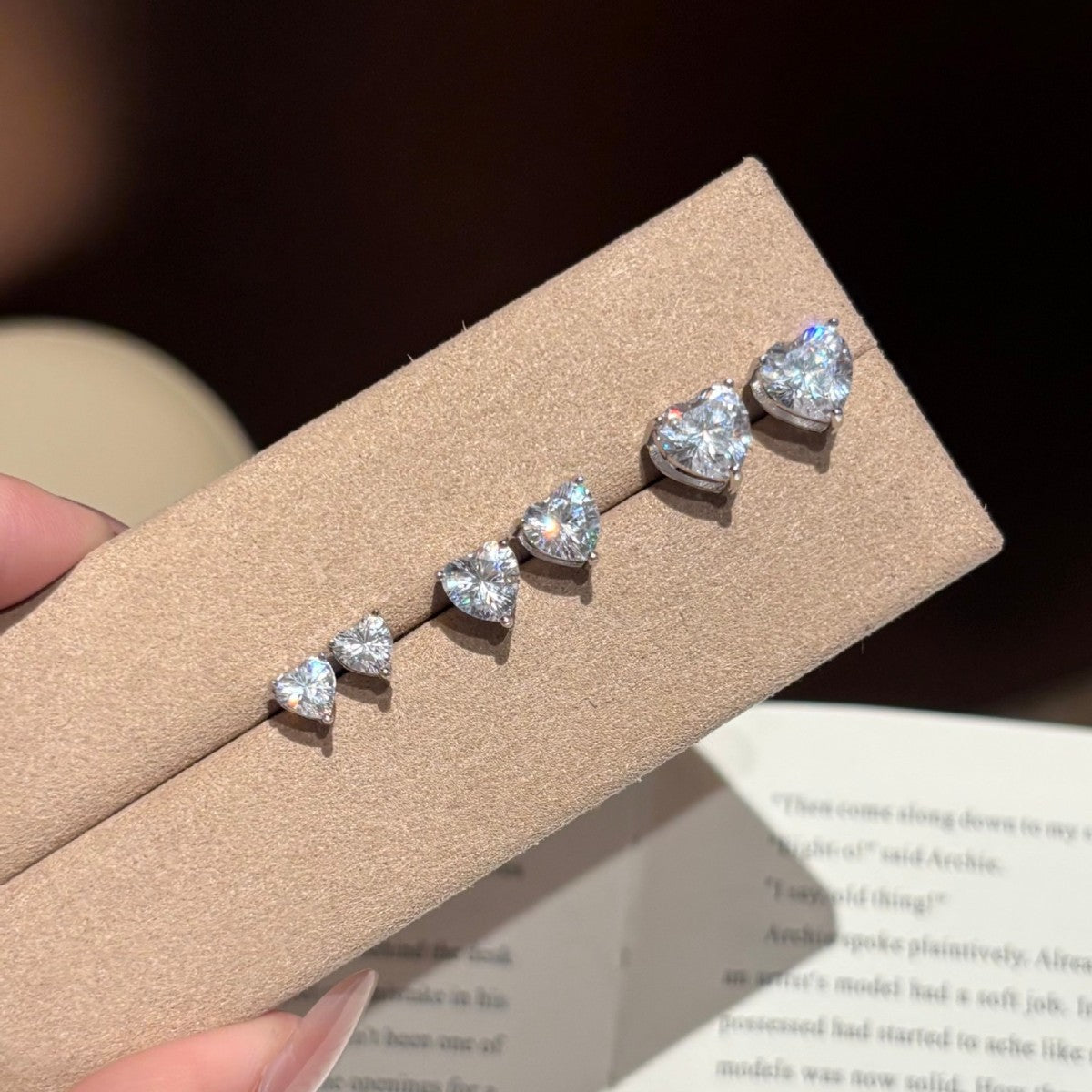 Heart Shape Moissanite Silver Earrings