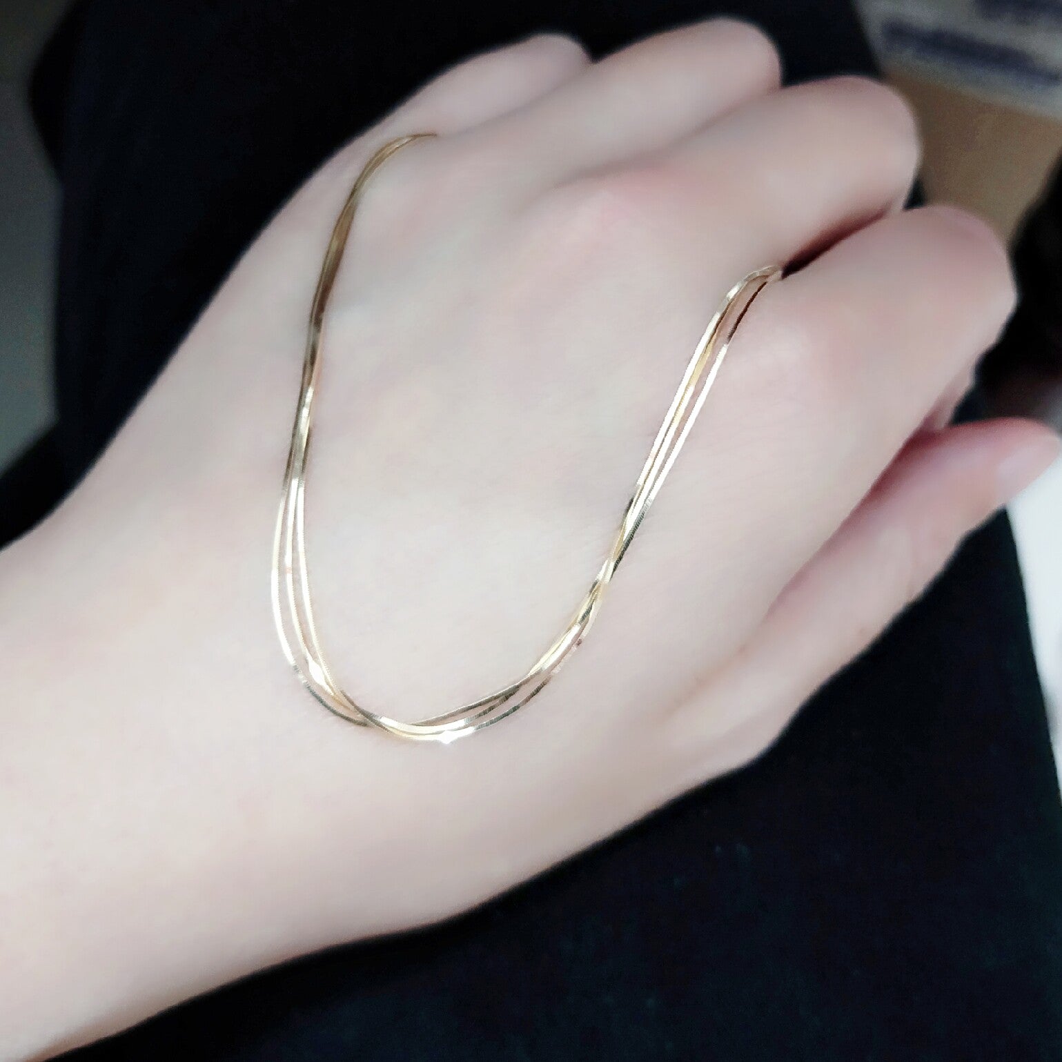 14K Gold Snake Bone Chain Bracelet